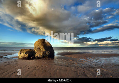 Tramonto al mare scozzese, Portobello Beach, Edimburgo Foto Stock