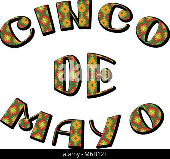 Cinco de Mayo. La frase scritta in ornamento etnica Illustrazione Vettoriale