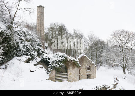 Neve a Keld testa miniera di piombo nel North Yorkshire Foto Stock