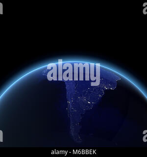 Sud America di notte il rendering 3D Foto Stock