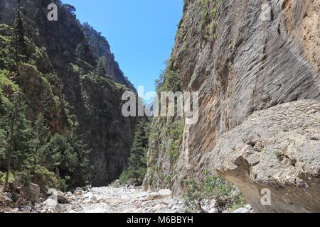 Isola di Creta in Grecia. Famosa Gola di Samaria in Lefka Ori montagne. Foto Stock