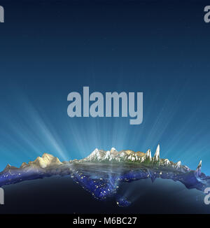 India vero sollievo candelette su Himalaya rendering 3D Foto Stock