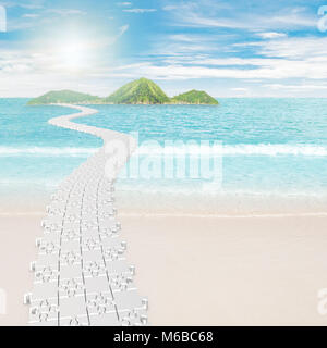 Puzzle strada per isola il rendering 3D Foto Stock