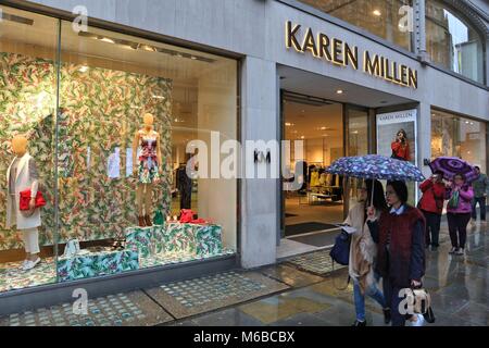 LONDON, Regno Unito - 22 Aprile 2016: persone shop a Karen Millen in Londra, Regno Unito. Karen Millen è un British Fashion rivenditore di proprietà di Kaupthing Bank. Foto Stock