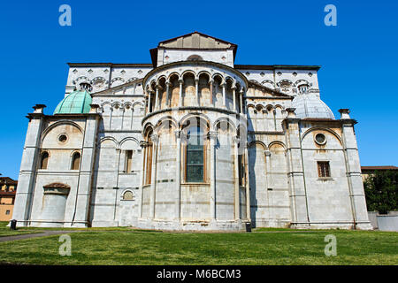 Romaesque abside esterna della Cattedrale di San Martino, Duomo di Lucca, Tunscany, Italia, Foto Stock