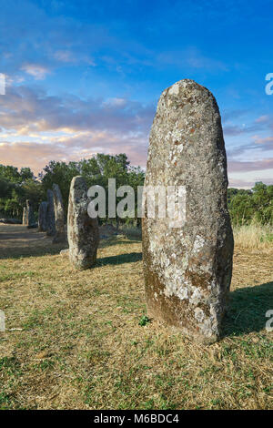 Foto e immagini di età preistorica età del rame proto antropomorfe in pietra permanente statua menhir nel Biru 'e Concas archaeolological sito, Sorgono, Foto Stock