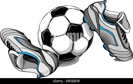 Scarpe da calcio palla Illustrazione Vettoriale
