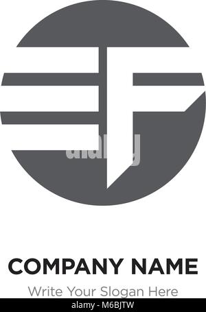 Lettera astratta EF FE logo design template, nero alfabeto lettere iniziali nome azienda concept. Piatte sottili segmenti di linea collegati gli uni agli altri Illustrazione Vettoriale