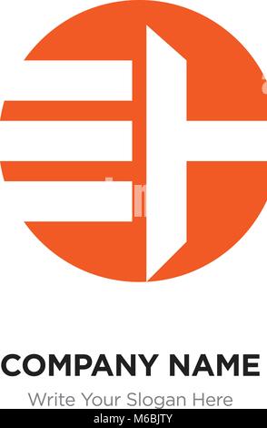Lettera astratta EH egli logo design template, Arancio alfabeto lettere iniziali nome azienda concept. Piatte sottili segmenti di linea collegati gli uni agli altri Illustrazione Vettoriale