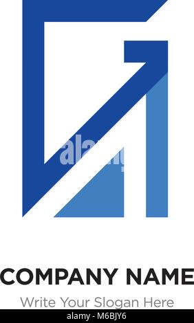 Lettera astratta GA,AG logo design template, blu alfabeto lettere iniziali nome azienda concept. Piatte sottili segmenti di linea collegati gli uni agli altri Illustrazione Vettoriale