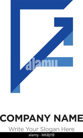 Lettera astratta GF,FG logo design template, blu alfabeto lettere iniziali nome azienda concept. Piatte sottili segmenti di linea collegati gli uni agli altri Illustrazione Vettoriale