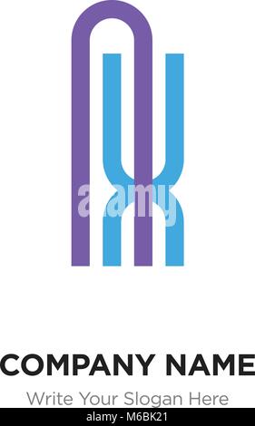 AX o XA lettera con il logo blu e viola gli elementi della linea. Abstract disegno geometrico, elegante logotipo alfabeto. Illustrazione Vettoriale