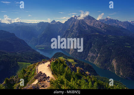 Lago Konigssee in Germania Alpi. vista aerea dal picco di Jenner Foto Stock