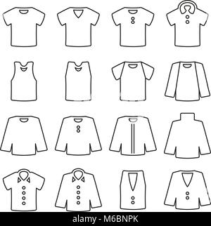 Shirt icone linea sottile illustrazione vettoriale impostato Illustrazione Vettoriale