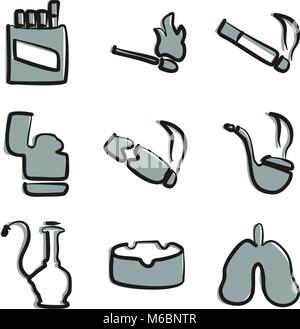 Icone per fumatori di Freehand 2 colori Illustrazione Vettoriale