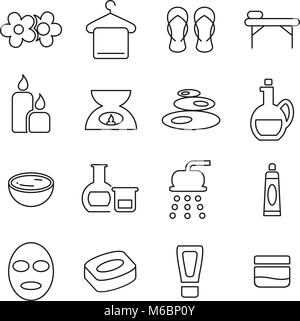Spa o le icone di Benessere Linea sottile illustrazione vettoriale impostato Illustrazione Vettoriale