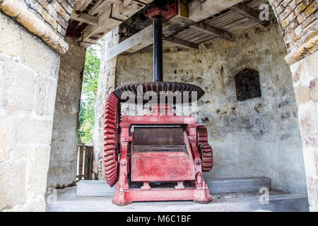 Funzionamento interno del mulino a vento a Betty's speranza storica piantagione di zucchero, Antigua Foto Stock