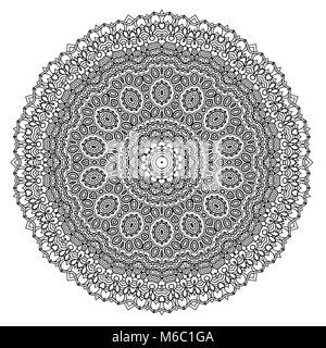 Arabi, Indiani, motivi Ottomano. Monocromatico ornamento di contorno. Amulet etnica del mandala Foto Stock