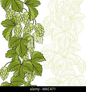 Hop ornamento sui Green Grunge Background. Illustrazione Vettoriale