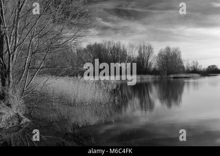 Estate tramonto su un Fenland Drain; vicino a Ely città; Cambridgeshire; Inghilterra; Gran Bretagna; Regno Unito Foto Stock