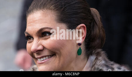 Il Duca e la Duchessa di Cambridge, accompagnato da Crown Princess Victoria e Prince Daniel, incontrare il pubblico svedese durante una passeggiata attorno a Stoccolma. Dotato di: Crown Princess Victoria dove: Stoccolma, Regno Unito quando: 30 Jan 2018 Credit: John Rainford/WENN.com Foto Stock