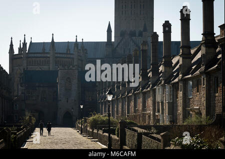 Vicari vicino, pozzi, Somerset, Regno Unito, la più antica puramente strada residenziale in Europa. Foto Stock