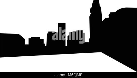 Omaha skyline silhouette su sfondo bianco Illustrazione Vettoriale