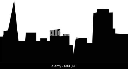 Sf skyline silhouette su sfondo bianco Illustrazione Vettoriale