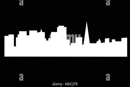 White sf skyline silhouette su sfondo nero Illustrazione Vettoriale