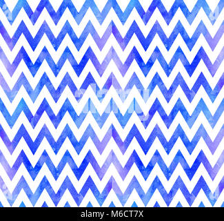 Acquerello chevron blu. Sfondo geometrico. Configurazione a zig-zag Foto Stock