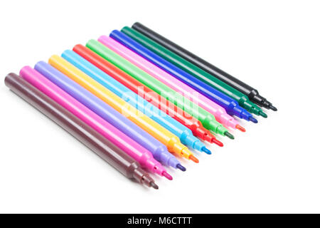 Colore soft-tip pen su sfondo bianco. Foto Stock