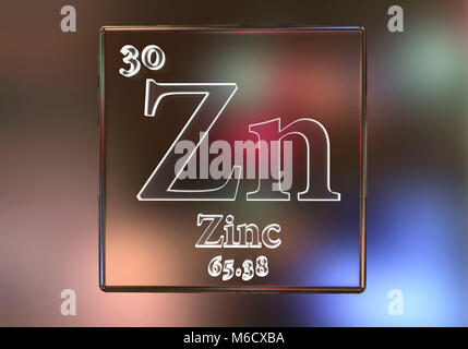 Zinco elemento chimico, illustrazione del computer. Foto Stock