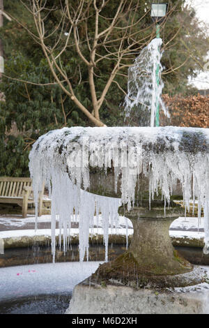 Birmingham Botanical Gardens. 28 Feb, 2018. Regno Unito: Meteo fontana congelati a Birmingham ai Giardini Botanici di credito: lisa robinson/Alamy Live News Foto Stock