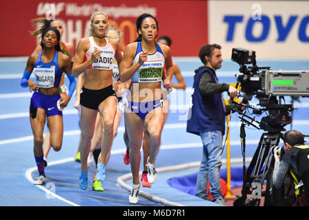 Birmingham, Regno Unito. 2 Marzo, 2018. Katarina Johnson-Thompson (GBR) è nuovo Pentathlon Indoor Campione del Mondo durante la IAAF Campionati mondiali Indoor a Arena Birmingham su Venerdì, 02 marzo 2018. BIRMINGHAM INGHILTERRA. Credito: Taka G Wu Credito: Taka Wu/Alamy Live News Foto Stock