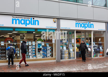 Ipswich, Suffolk. Il 3° marzo 2018. Regno Unito News: Maplin electronic negozio di articoli commerciali ancora nonostante ha riferito di difficoltà finanziarie. Ipswich, Suffolk. Credito: Angela Chalmers/Alamy Live News Foto Stock