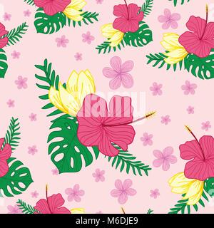 Tropical Floral Seamless Vector Graphic Pattern design di sfondo Illustrazione Vettoriale