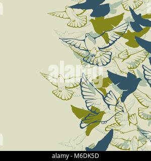 Vector seamless pattern di un gregge battenti piccioni Illustrazione Vettoriale