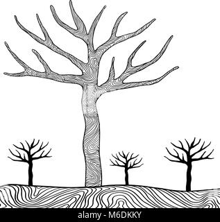 Un Disegno Stilizzato Di Un Albero In Bianco E Nero Di Design Illustrazione Immagine E Vettoriale Alamy