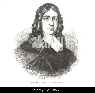 John Milton, 1608-1674, poeta inglese, polemista, uomo di lettere, funzionario per il Commonwealth di Cromwell e scrittore del poema epico Paradiso Perduto Foto Stock