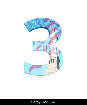 3D rendering Font New York City numero 3 Foto Stock