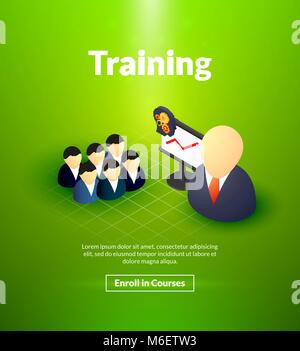 Poster di formazione di isometrica design colore Illustrazione Vettoriale