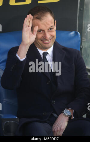 Roma, Italia. Il 3° marzo 2018. Serie A. SS Lazio vs Juventus fc. Max Allegri prima della partita S.S. Lazio vs F.C. La Juventus allo Stadio Olimpico di Roma. Credito: marco iacobucci/Alamy Live News Credito: marco iacobucci/Alamy Live News Foto Stock