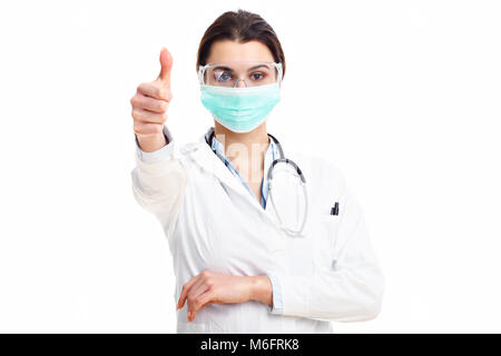 Donna dottore isolate su sfondo bianco Foto Stock