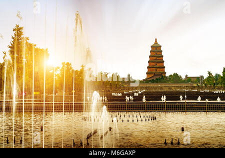 Giant Pagoda in mattinata, Xi'an, Cina Foto Stock