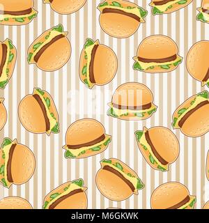 Il fast food seamless sfondo pattern Illustrazione Vettoriale