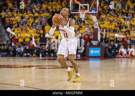 03 marzo 2018: USC Trojans guard Giordania McLaughlin (11) in una NCAA pallacanestro tra l'UCLA Bruins vs USC Trojans al Galen Center di Los Angeles, CA: Jordon Kelly/CSM(Jordon Kelly : © Cal Sport Media) Credito: Cal Sport Media/Alamy Live News Foto Stock