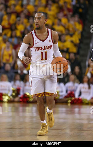 03 marzo 2018: USC Trojans guard Giordania McLaughlin (11) in una NCAA pallacanestro tra l'UCLA Bruins vs USC Trojans al Galen Center di Los Angeles, CA: Jordon Kelly/CSM(Jordon Kelly : © Cal Sport Media) Credito: Cal Sport Media/Alamy Live News Foto Stock