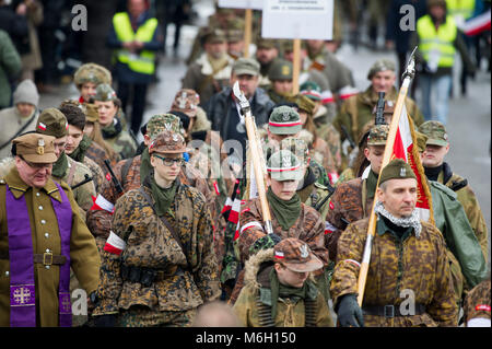 IV Defilade nazionale della memoria dei soldati maledetto in Gdansk, Polonia. 4 marzo 2018 © Wojciech Strozyk / Alamy Live News Foto Stock