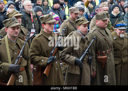 IV Defilade nazionale della memoria dei soldati maledetto in Gdansk, Polonia. 4 marzo 2018 © Wojciech Strozyk / Alamy Live News Foto Stock