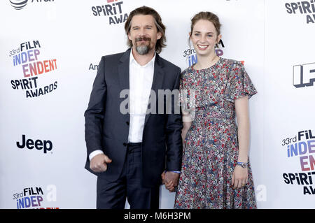 Ethan Hawke e Maya Thurman-Hawke frequentando la trentatreesima annuale di Film Independent Spirit Awards 2018 Il 3 marzo 2018 in Santa Monica, California. | Utilizzo di tutto il mondo Foto Stock